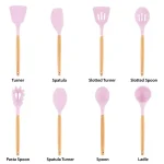 MegaChef 9-Piece Pink Silicone and Wood Kitchen Utensil Set with Ceramic Holder thumbnail 2