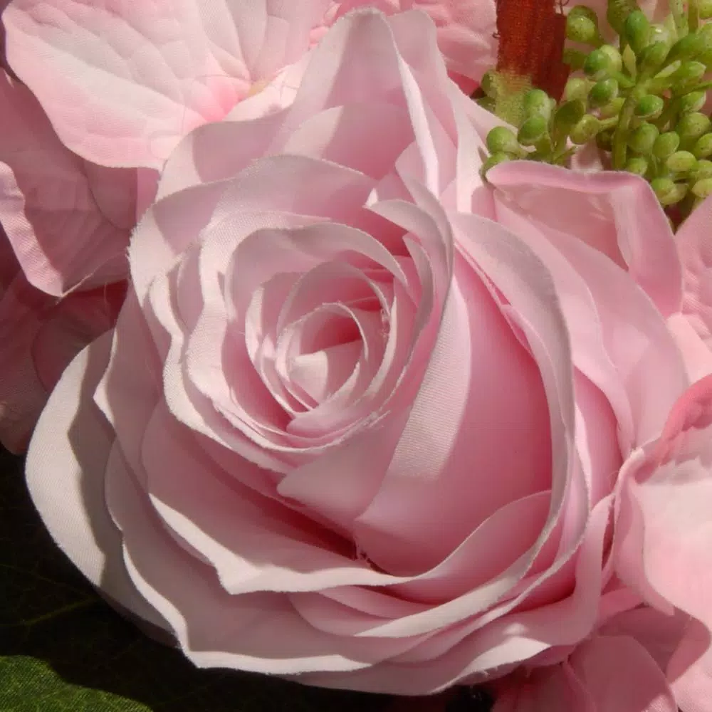 National Tree Company 12.2 in. Mixed Pink Rose and Hydrangea Silk Flower Bouquet