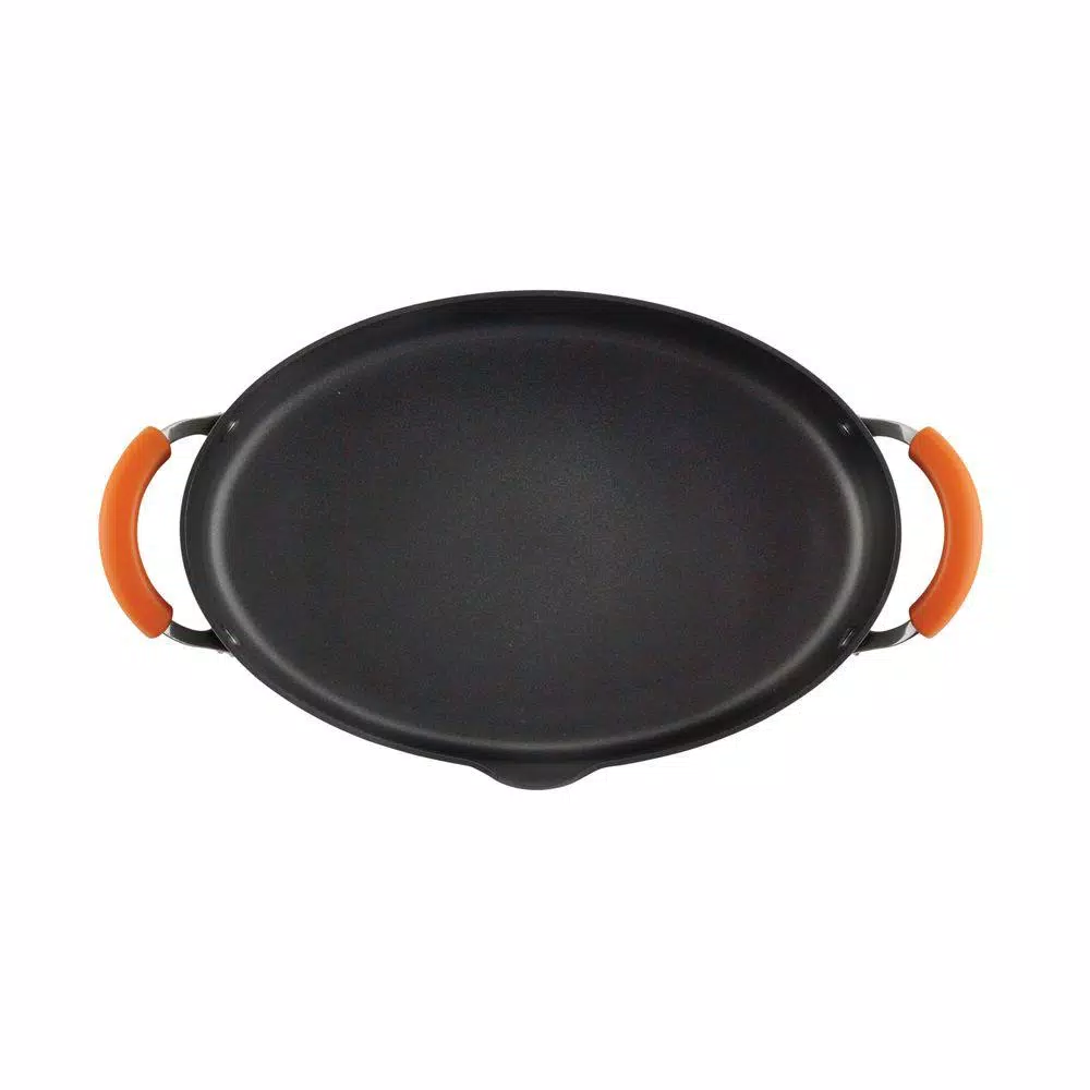 Rachael Ray 8-Quart Hard-Anodized Aluminum Nonstick Pasta Pot with Glass Lid, Orange and Gray