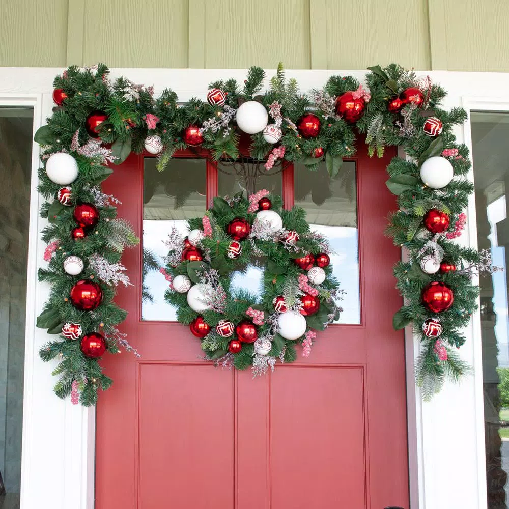 Village Lighting Company 24 in. Nordic Red and White Artificial Christmas Wreath