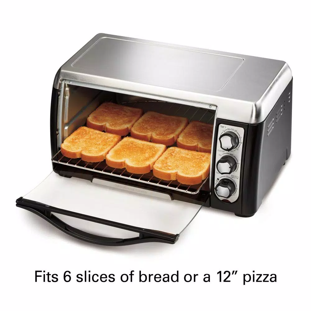 Hamilton Beach 6-Slice Black Toaster Oven with Toast, Bake, and Broil Settings