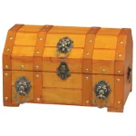 Vintiquewise 12 in. Wooden Pirate Treasure Chest with Lion Ring Handles and Antiqued Hardware thumbnail 1