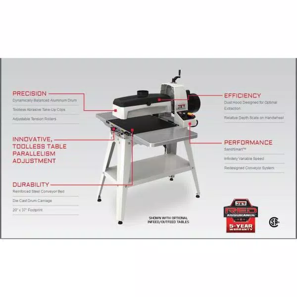 Jet JWDS-1632 Drum Sander with Stand, 16-Inch Variable Speed Finishing Sander