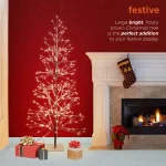 Alpine Corporation 6ft Frosty Flocked Brown Artificial Christmas Tree with Warm White LED Lights thumbnail 6