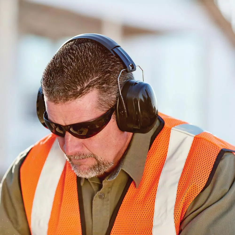 HDX Black Folding Ear Muffs, NRR 26 dB Noise Reduction, Over-the-Head Hearing Protection