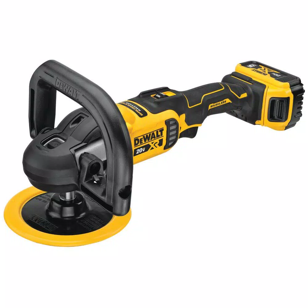 DEWALT 20V MAX XR Cordless Brushless 7 in. Variable Speed Rotary Polisher Kit with (2) 5.0 Ah Batteries & Charger