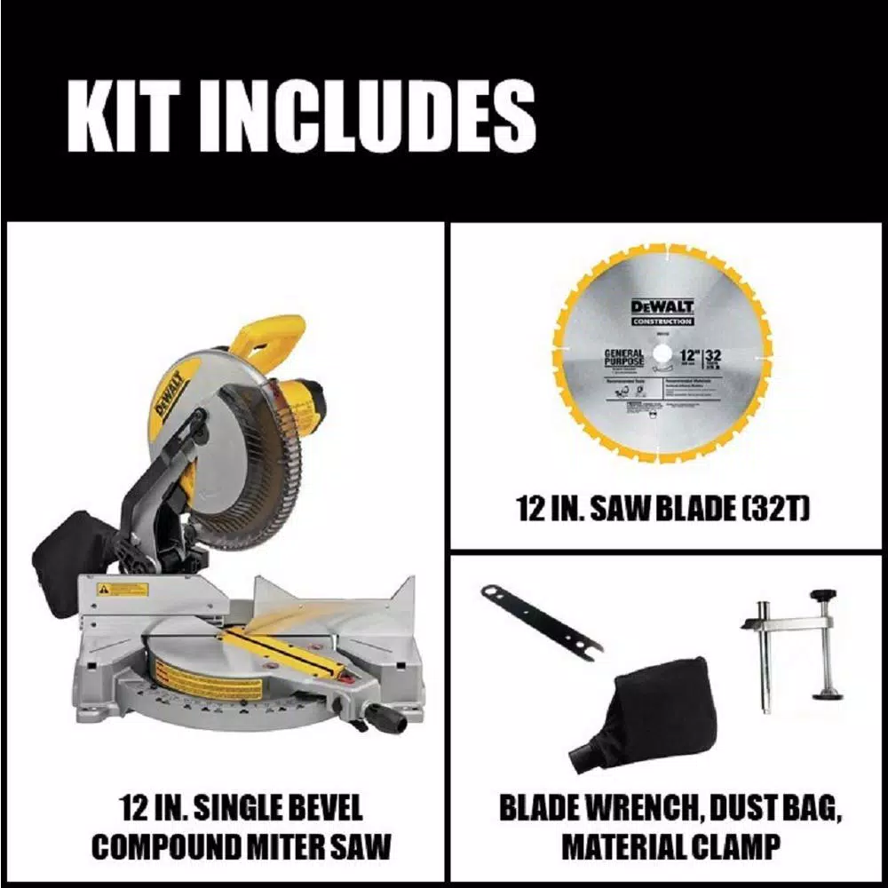 DEWALT DWS715 12 in. Single Bevel Compound Miter Saw, 15 Amp, 4000 rpm