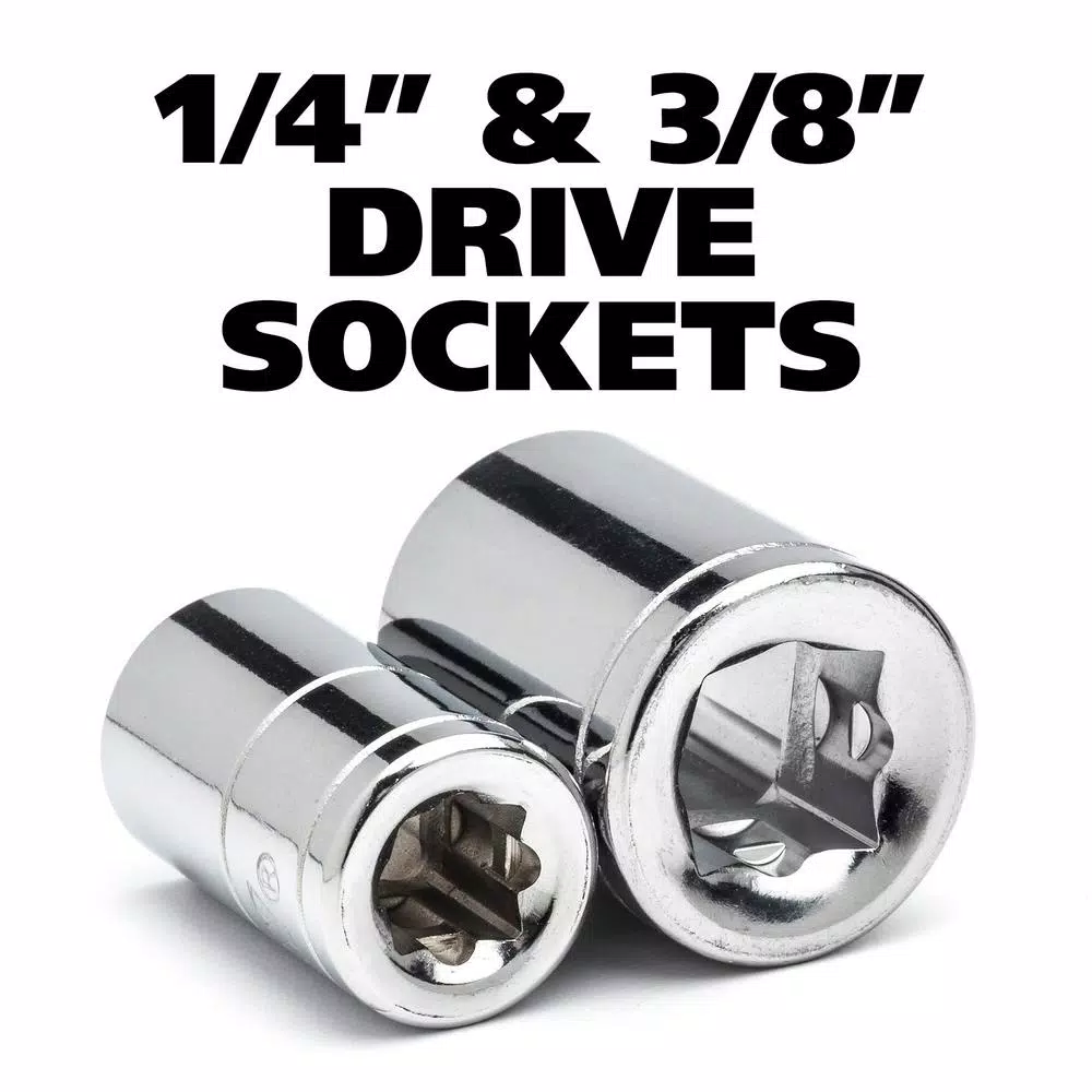 Husky 46-Piece Stubby Ratchet and Socket Set with 1/4 in. and 3/8 in. Dual Drive Ratchet