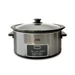 Zing 6 Qt. Oval Dark Stainless Steel Programmable Slow Cooker with Glass Lid thumbnail 1