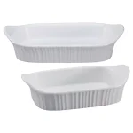 Corningware French White 2-Piece Ceramic Bakeware Set, Rectangle thumbnail 1