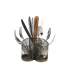 MIND READER Stainless Steel Utensil Caddy & Silverware Organizer with Wood Handle thumbnail 2
