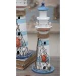 LITTON LANE 16 in. Coastal Living White Wooden Lighthouse Sculpture with Aquamarine Cap thumbnail 1