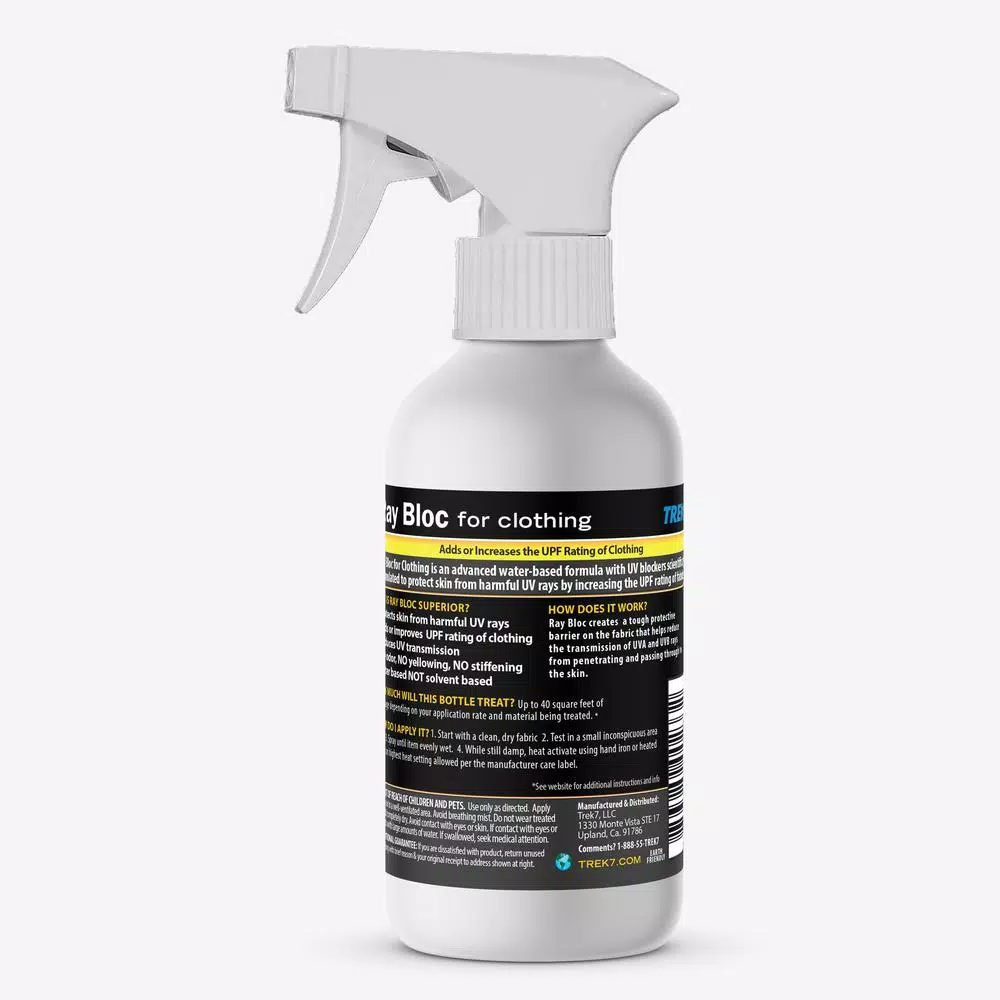 Trek7 Ray Bloc 8 oz. UV Fabric Protector Spray for Clothing - UPF 30+ Protection