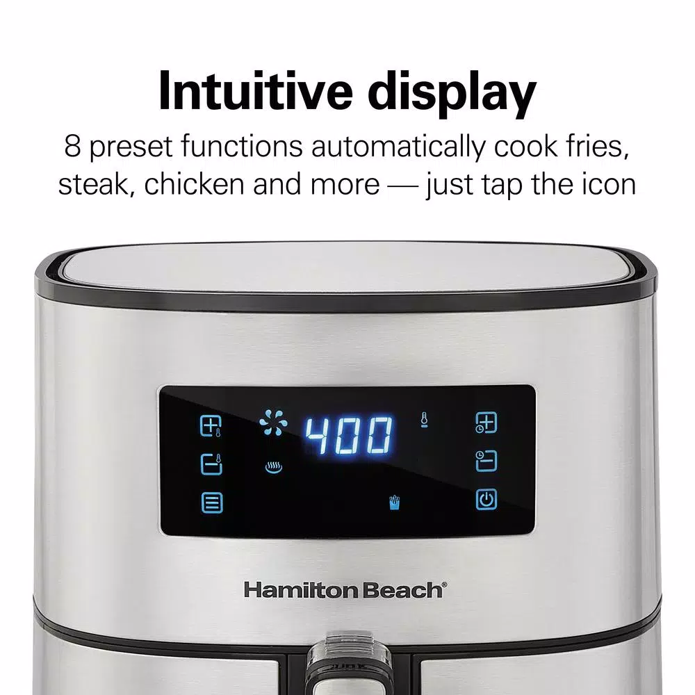 Hamilton Beach 5.3 Qt. Digital Air Fryer, 1700W Stainless Steel with 8 Presets