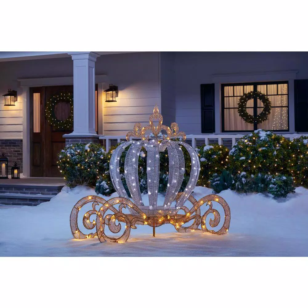 Home Accents Holiday 4 ft. LED Twinkling Carriage Yard Decoration - Silver Holiday Display