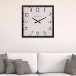 Pinnacle Modern 28 in. Black Square Wall Clock with Beveled Frame thumbnail 1