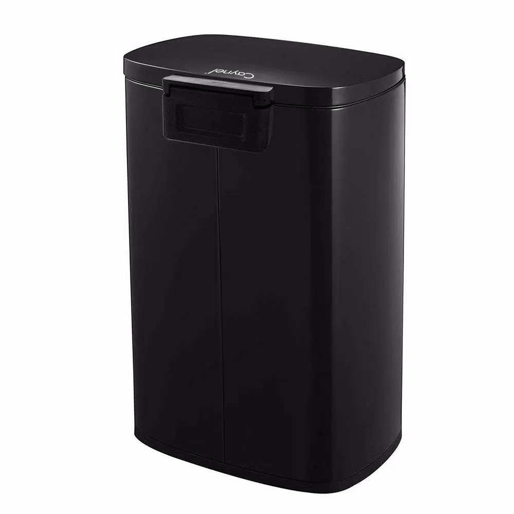 Boyel Living 13 Gallon Stainless Steel Rectangular Kitchen Step Trash Can with Black Lid