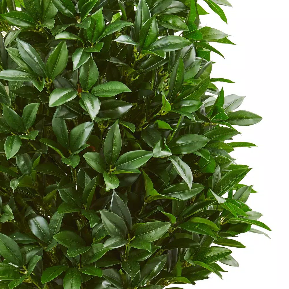 Nearly Natural 56-In. Bay Leaf Cone Topiary Artificial Tree with Decorative Wood Planter