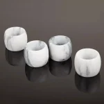 Creative Home Natural White Marble Napkin Rings, Set of 4 Elegant Tabletop Decor thumbnail 4