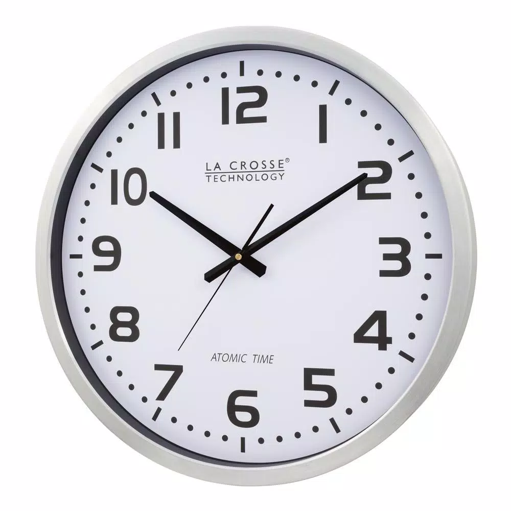 La Crosse Technology 20 in. Atomic Analog Wall Clock with Brushed Aluminum Frame