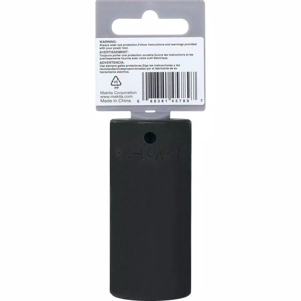 Makita 1/2 in. Drive 1-1/8 in. Deep Well Impact Socket, CR-MO Steel