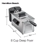 Hamilton Beach 2 Qt. Stainless Steel Deep Fryer with Adjustable Thermostat, 1500W thumbnail 2