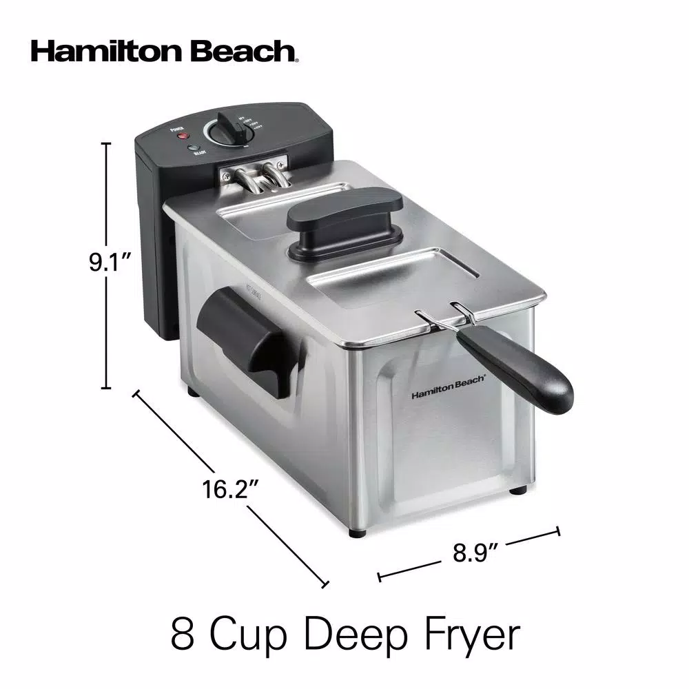 Hamilton Beach 2 Qt. Stainless Steel Deep Fryer with Adjustable Thermostat, 1500W