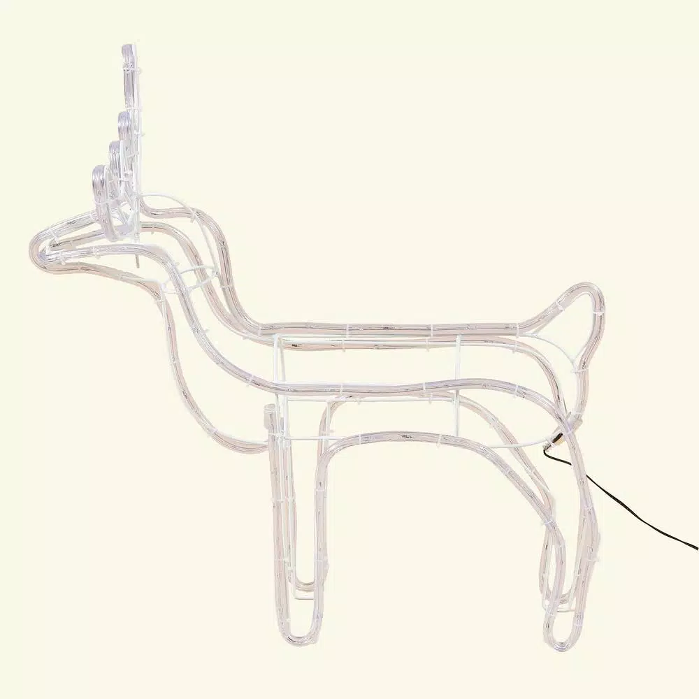 Luxen Home 25 in. LED White Rope Light Standing Reindeer - Indoor/Outdoor Christmas Decoration