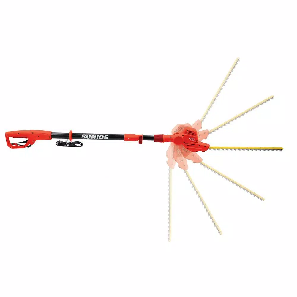 Sun Joe 18 in. Electric Telescoping Pole Hedge Trimmer, 3.8 Amp, Red