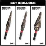 Milwaukee SHOCKWAVE Impact Duty Titanium Step Bit Kit, 3-Piece thumbnail 2