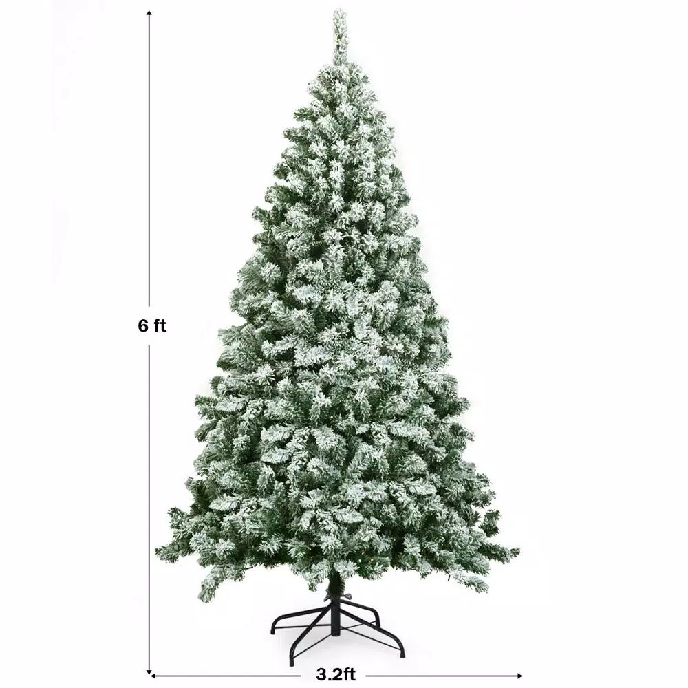 Costway 6 ft. Snow Flocked Artificial Christmas Tree with 928 Branch Tips, Unlit Hinged Pine