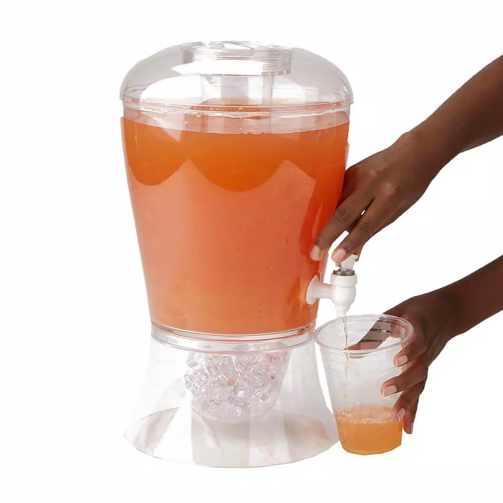 Mind Reader 128 oz. Clear Beverage Dispenser with Fruit Infuser and Ice Cone Holder