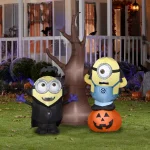 Gemmy 5 ft. Minions Halloween Airblown Inflatable Scene with Tree and Pumpkin thumbnail 3