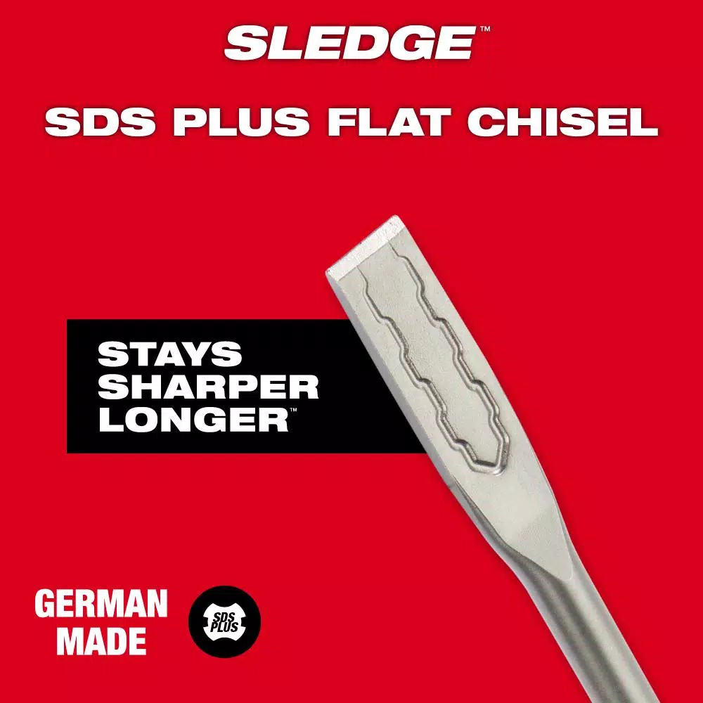 Milwaukee SDS-Plus SLEDGE 3/4 in. x 10 in. Flat Chisel, High-Grade Forged Steel
