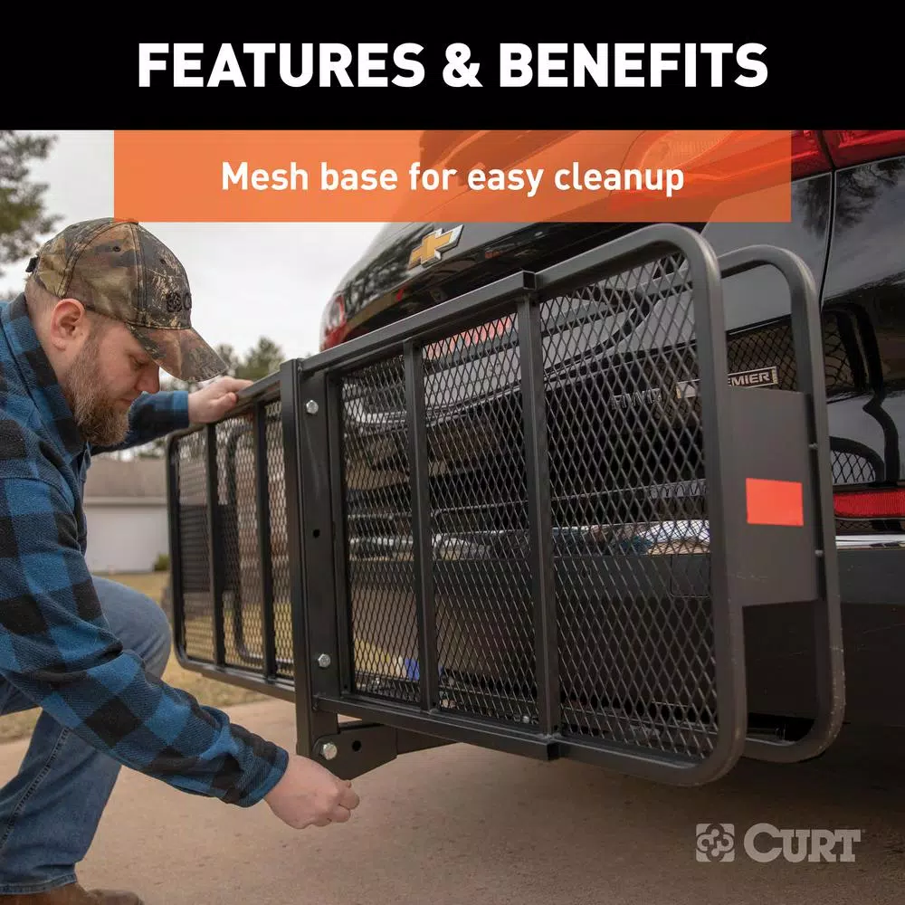 CURT Steel Wide Basket Style Hitch Cargo Carrier, 500 lb. Capacity, 2 in. Receiver