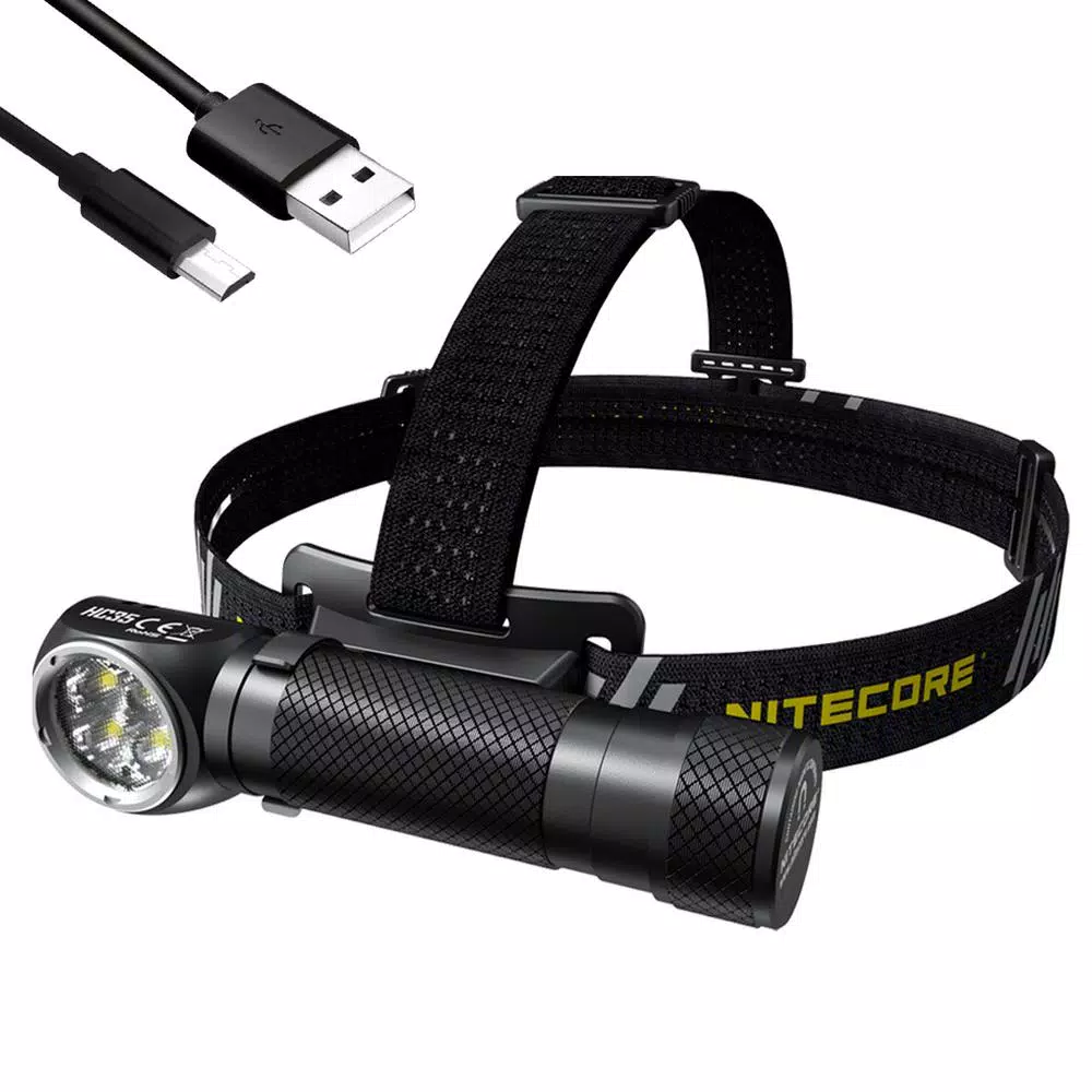 NITECORE HC35 L-Shaped Rechargeable LED Headlamp, 2700 Lumens, Wide Angle Beam