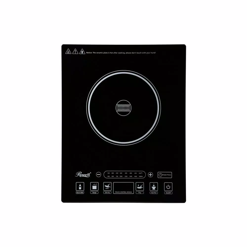 Rosewill 1800W Single Burner Induction Cooktop, 11 in. Black Hot Plate with Temperature Controls