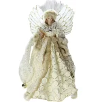 Northlight 16 in. Lighted Fiber Optic Angel Christmas Tree Topper with Golden Sequined Gown thumbnail 1