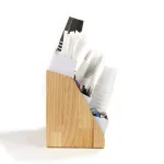 Mind Reader 9-Compartment White Condiment Organizer with Natural Wood Bamboo Base thumbnail 3
