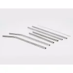 ExcelSteel 14-Piece Reusable Stainless Steel Swirl Straw Set with Cleaning Brushes thumbnail 1
