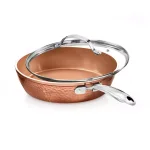 Gotham Steel 10 in. Hammered Copper Aluminum Non-Stick Fry Pan with Glass Lid thumbnail 1