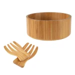 Classic Cuisine 10.25 in. Round Bamboo Salad Bowl Set with Two Utensils thumbnail 3