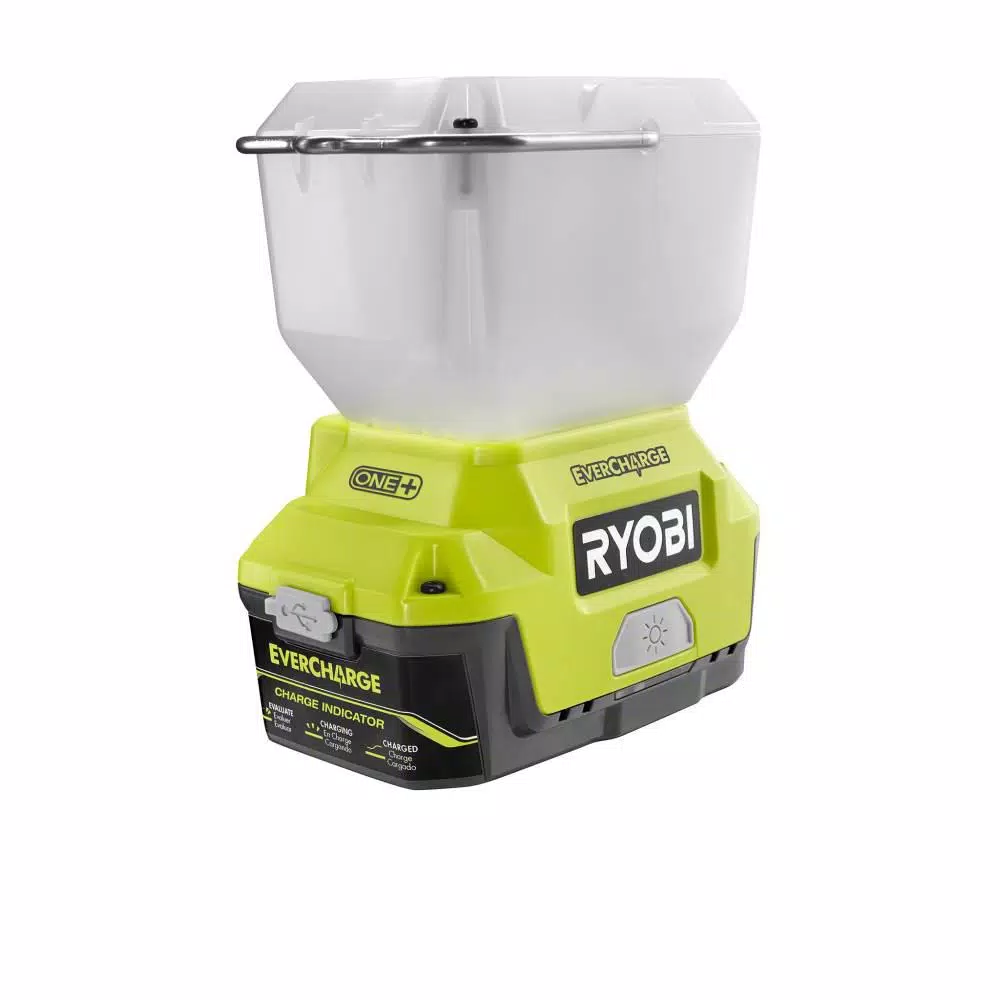 RYOBI 18V ONE+ Cordless LED Area Light Kit with EVERCHARGE Wall Mount Adaptor, 2.0 Ah Battery & Charger