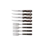 Tramontina Churrasco 8-Piece Steak Knife and Fork Set with Dark Brown Poly-Wood Handles thumbnail 2