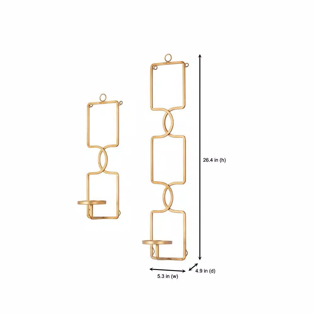 Home Decorators Collection Gold Metal Wall Sconce Candle Holder Set of 2