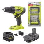 RYOBI ONE+ 18V Cordless 1/2 in. Drill/Driver Kit with 1.5 Ah Battery, Charger, and 20-Piece Impact Rated Driving Kit thumbnail 1