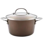 Ayesha Curry Ayesha Home Collection 4.5 Qt. Porcelain Enamel Nonstick Saucepot with Lid, Brown Sugar thumbnail 1