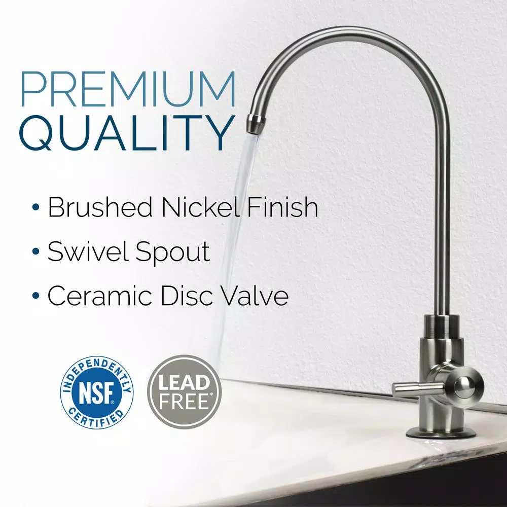 Olympia Water Systems 5-Stage Under-Sink Reverse Osmosis Water Filtration System with 50 GPD Membrane & Brushed Nickel Faucet
