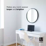 Umbra HUB Contemporary Round Mirror with Black Rubber Rim, 24 in. thumbnail 6
