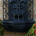 Sunnydaze Decor French Lily Electric Outdoor Wall Fountain - Black Polystone Fleur-de-lis Design thumbnail 4